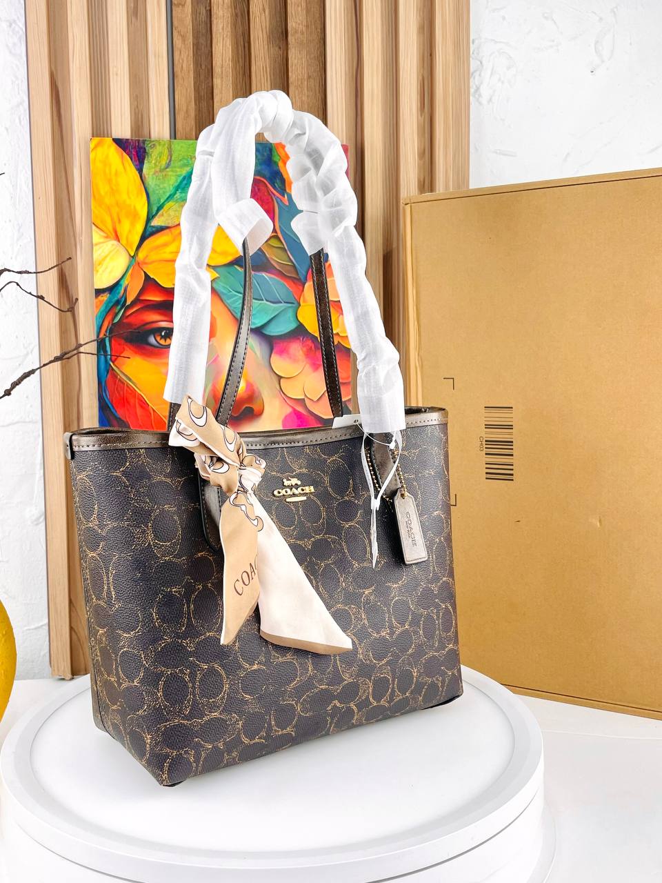 Coach City Tote Bag Brown Signature