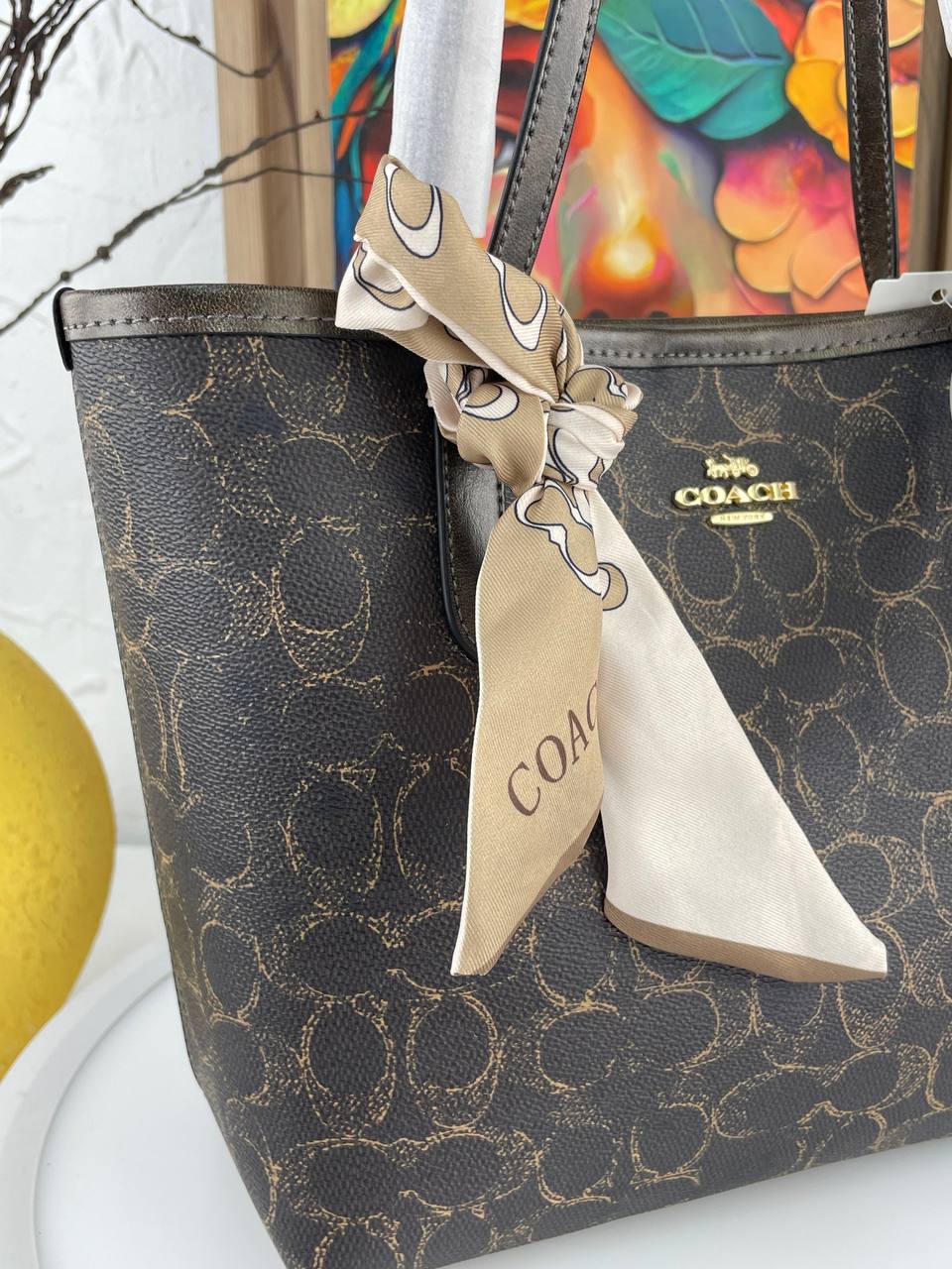 Coach City Tote Bag Brown Signature