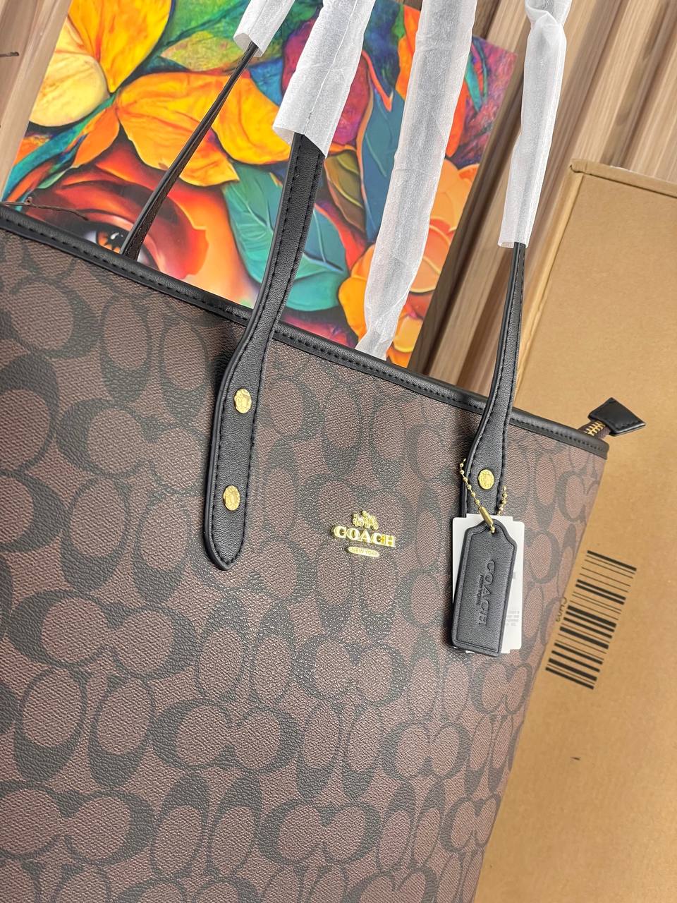 Coach city tote bag in signature canvas