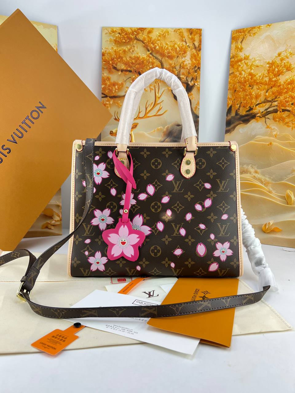 Louis Vuitton LV X TM Monogram Cherry Blossom Onthego PM Sakura Brown