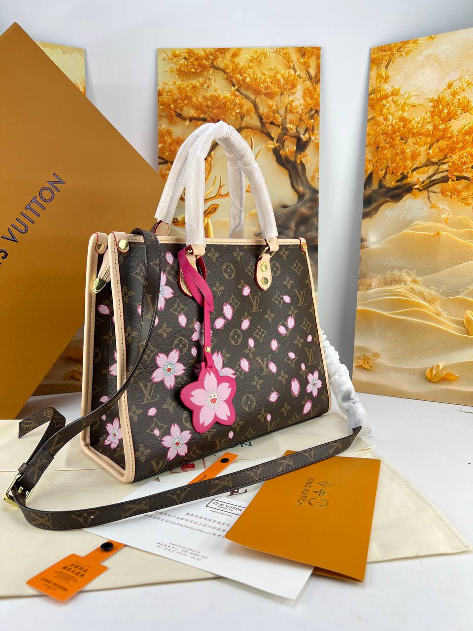Louis Vuitton LV X TM Monogram Cherry Blossom Onthego PM Sakura Brown