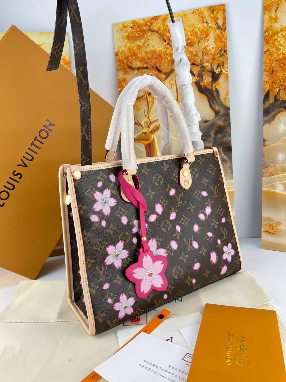 Louis Vuitton LV X TM Monogram Cherry Blossom Onthego PM Sakura Brown