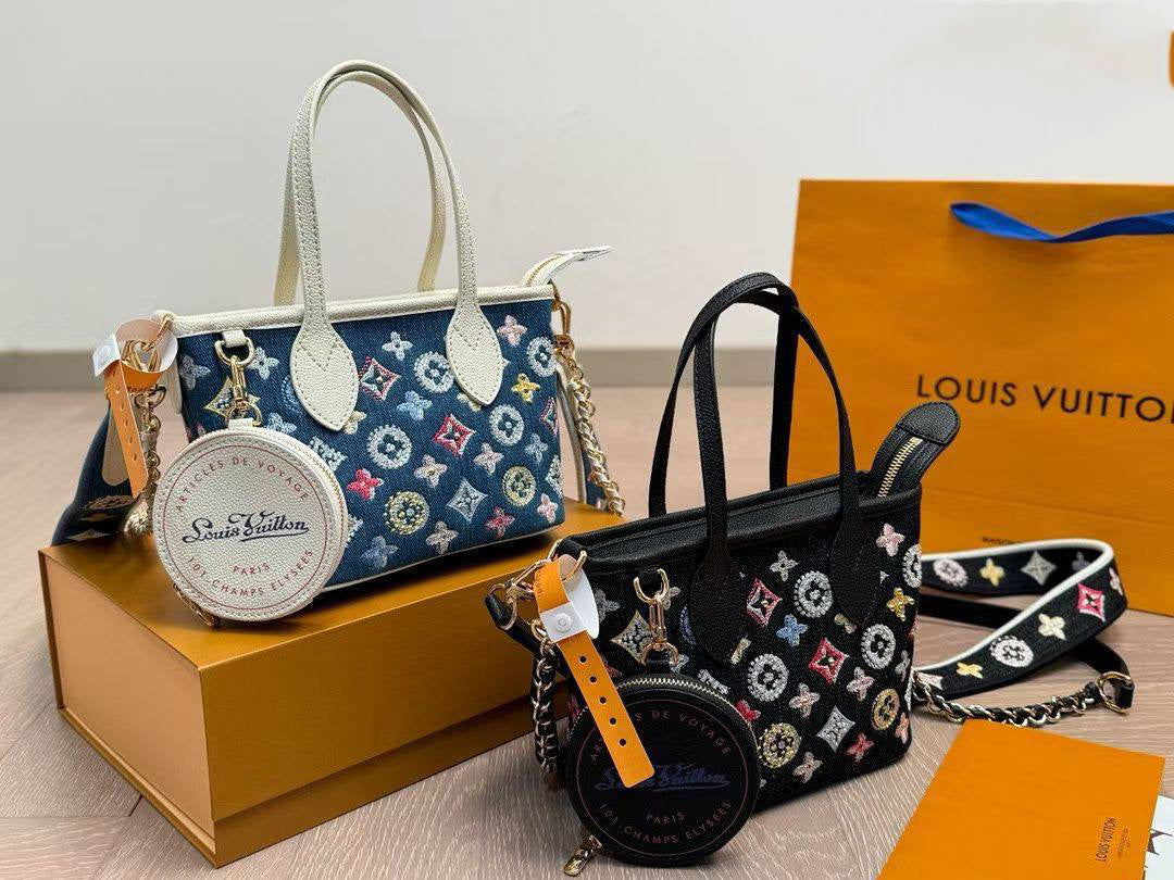 Louis Vuitton embellished denim mini tote