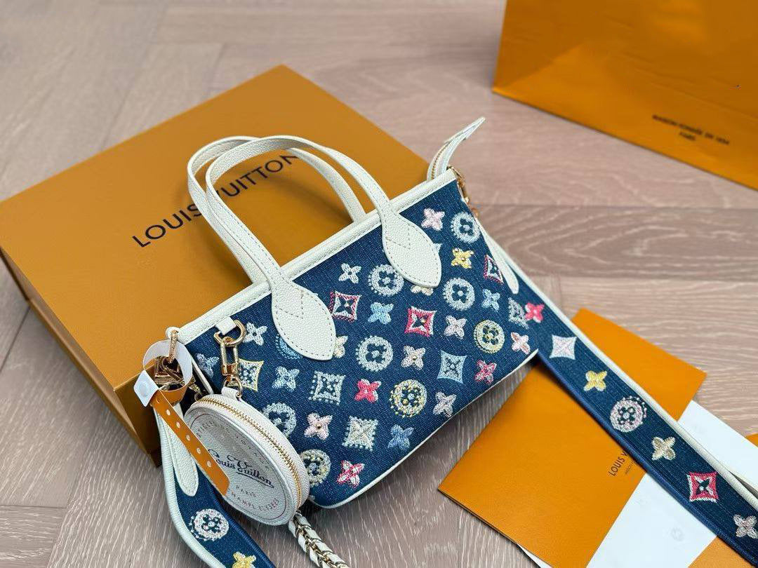 Louis Vuitton embellished denim mini tote