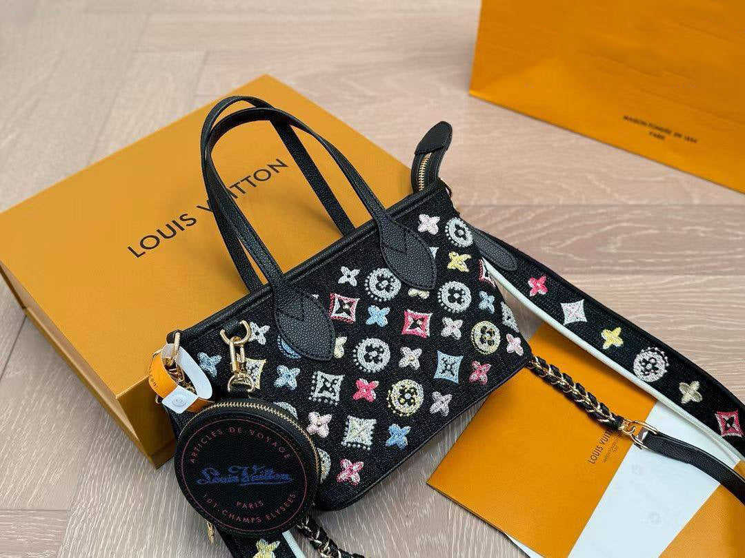 Louis Vuitton embellished denim mini tote