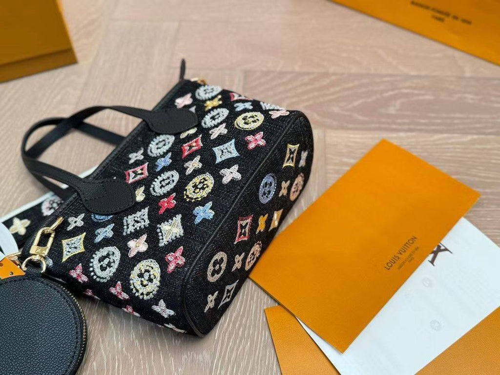 Louis Vuitton embellished denim mini tote