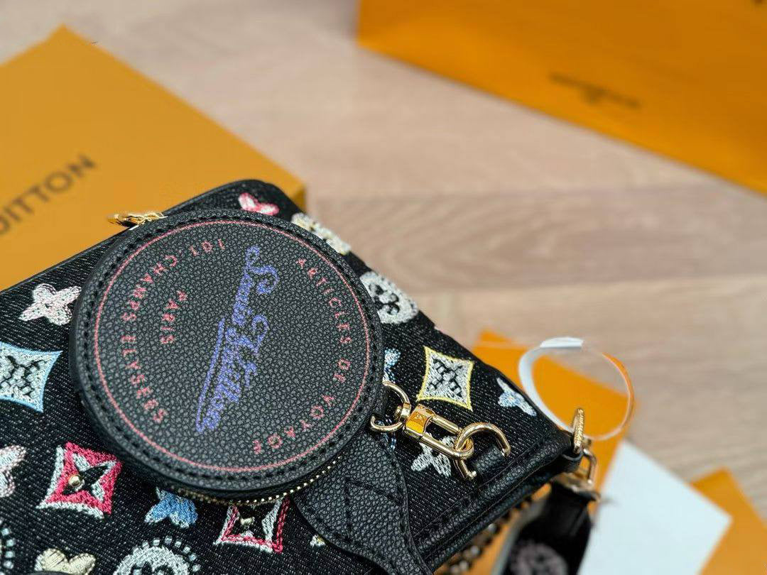Louis Vuitton embellished denim mini tote