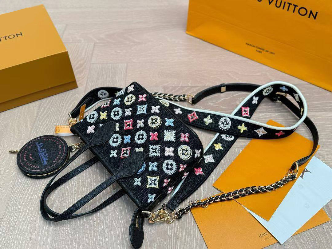 Louis Vuitton embellished denim mini tote
