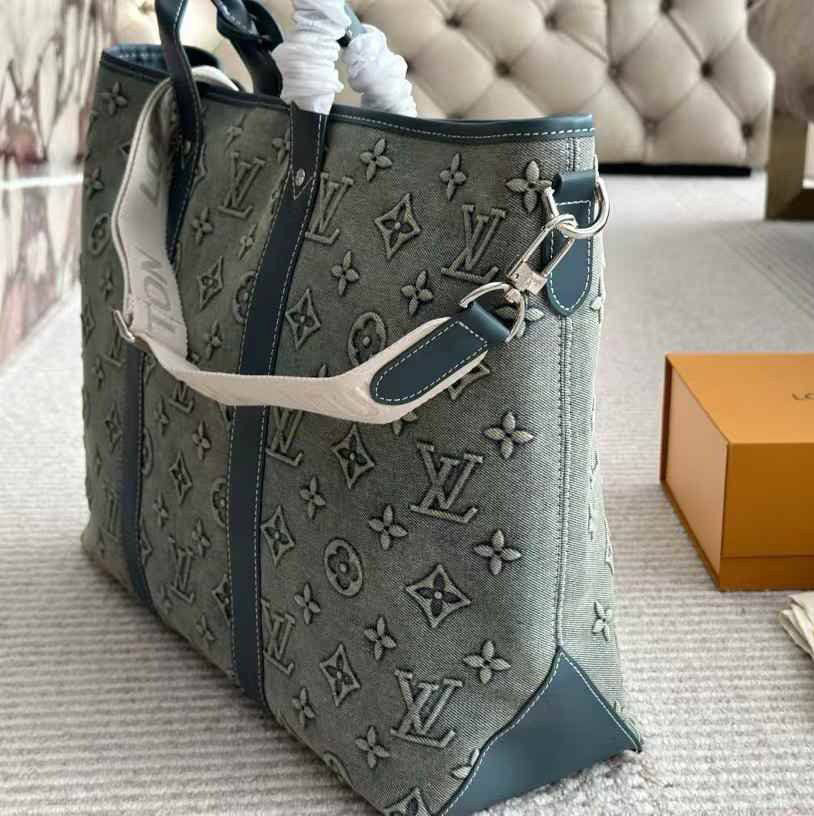 Louis Vuitton Monogram Washed Denim Weekend Tote NM Blue