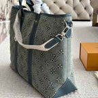 Louis Vuitton Monogram Washed Denim Weekend Tote NM Blue