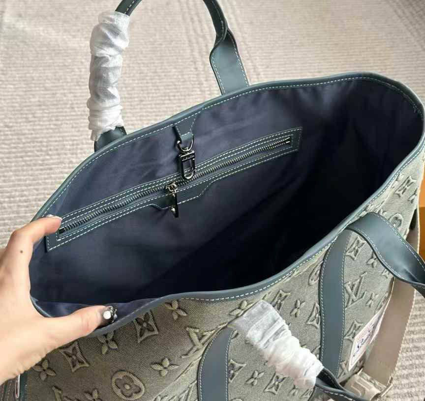 Louis Vuitton Monogram Washed Denim Weekend Tote NM Blue