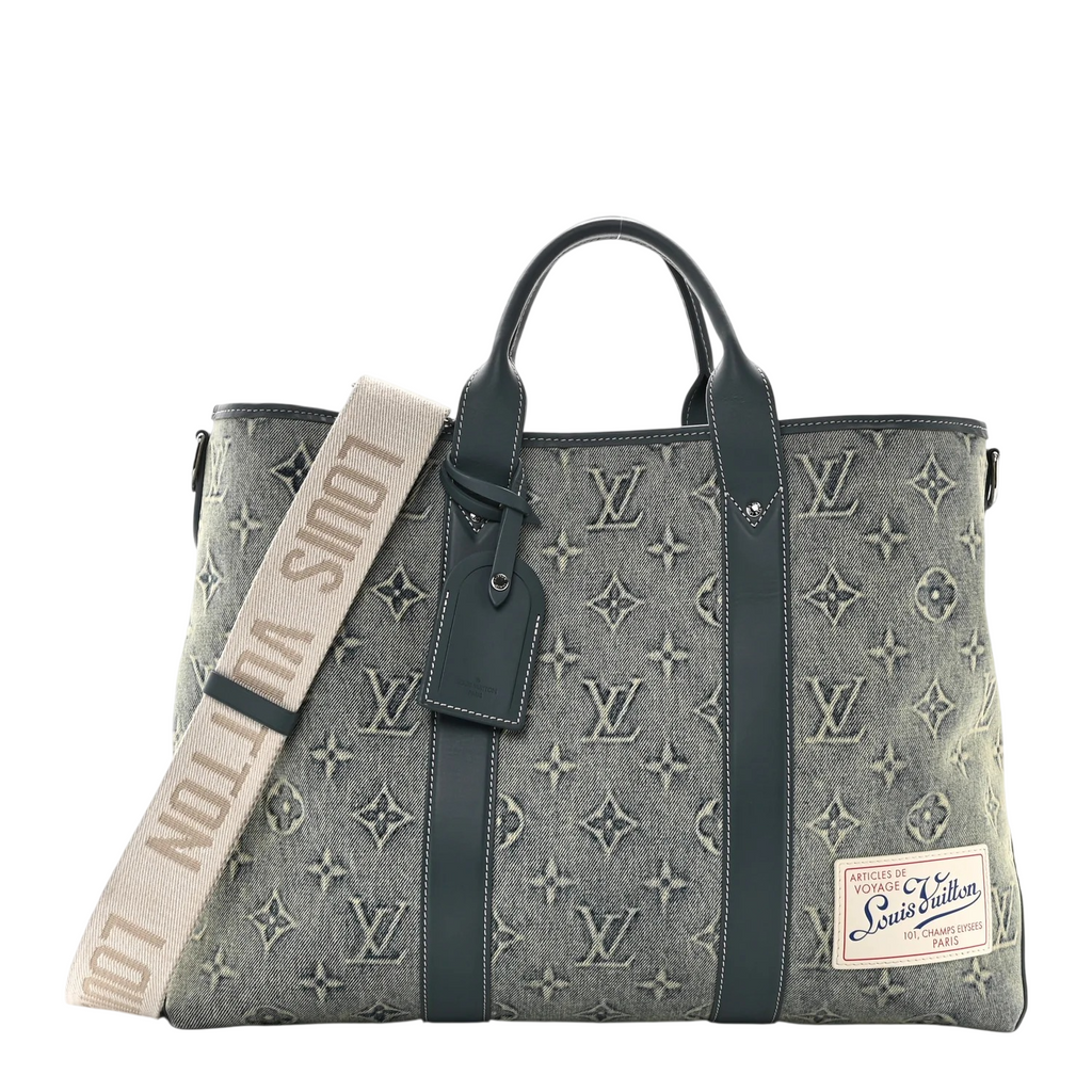 Louis Vuitton Monogram Washed Denim Weekend Tote NM Blue