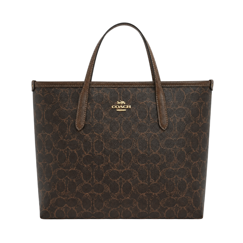 Coach City Tote Bag Brown Signature