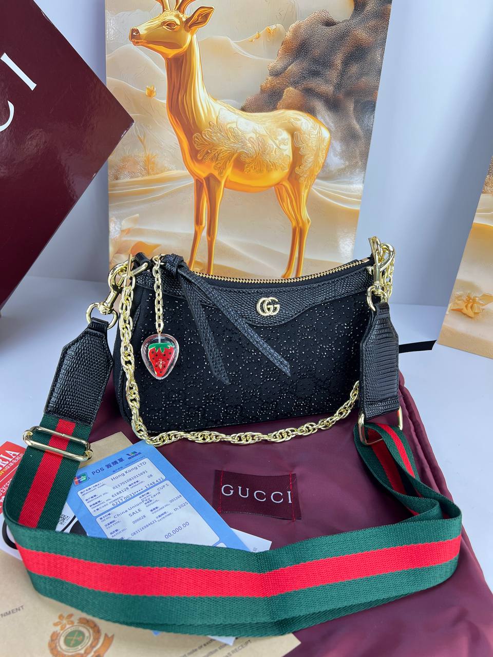 Gucci Ophidia Shoulder Bag with Strawberry Charm
