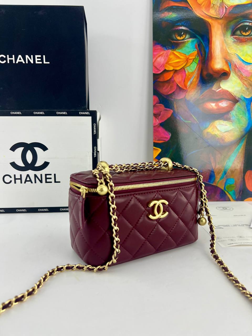 Chanel Quilted Vanity Case with Chain