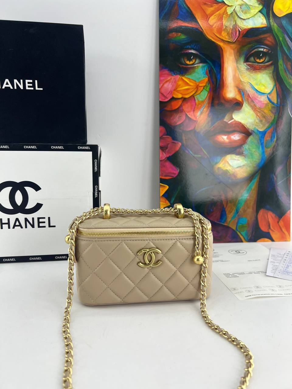 Chanel Quilted Vanity Case with Chain