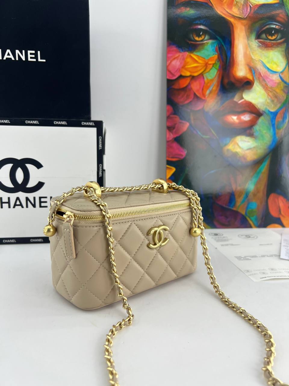 Chanel Quilted Vanity Case with Chain