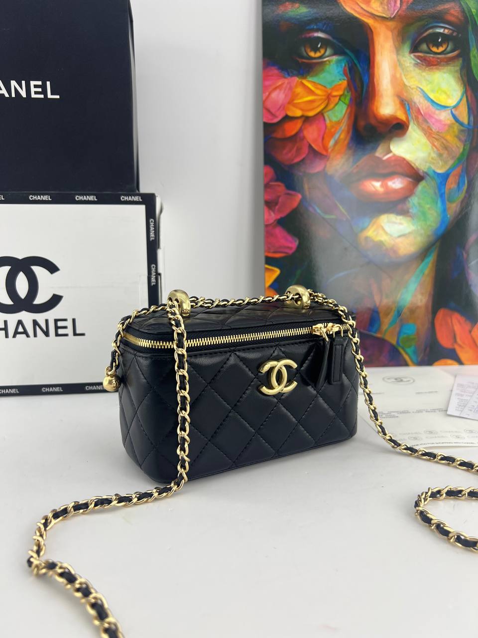 Chanel Quilted Vanity Case with Chain