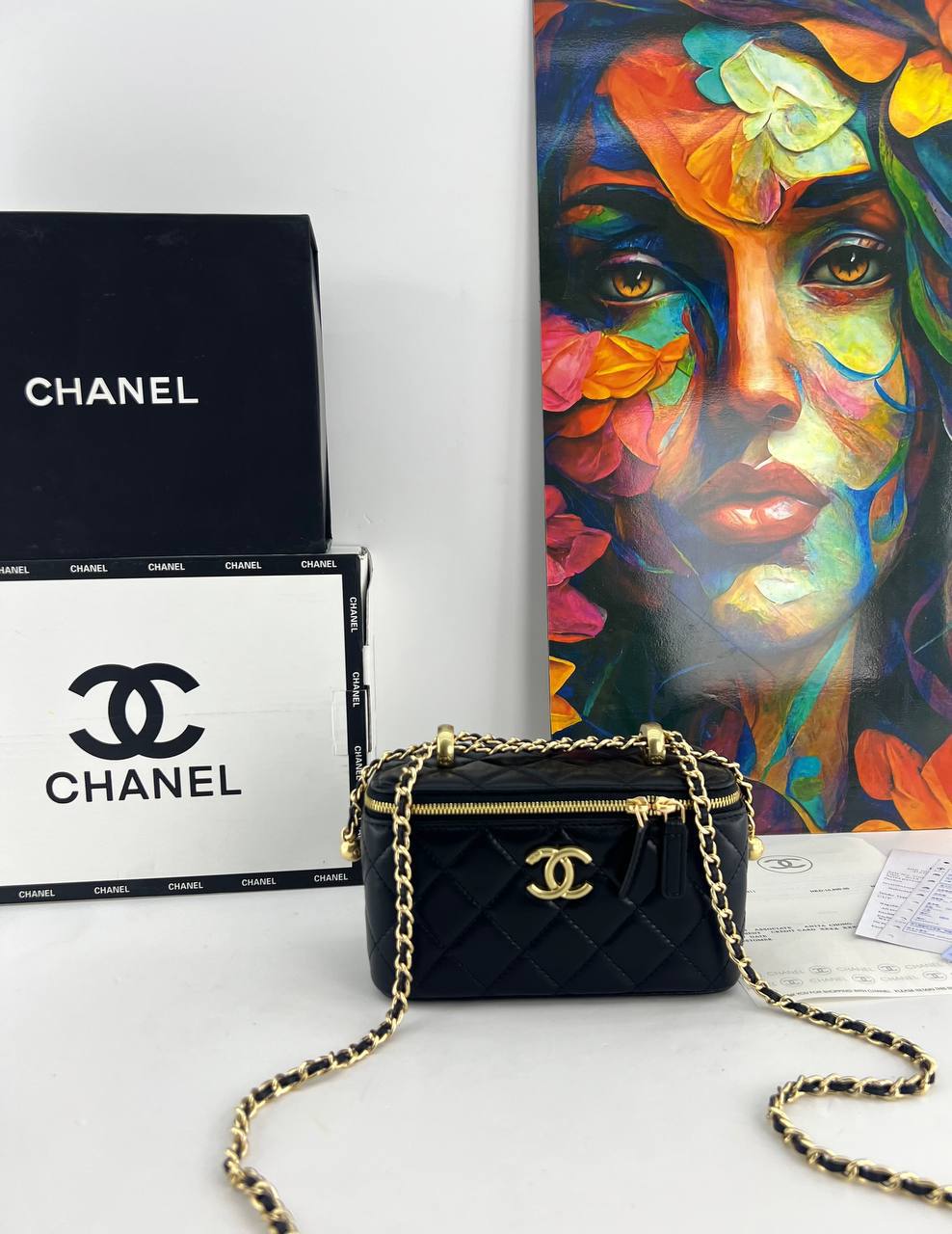 Chanel Quilted Vanity Case with Chain