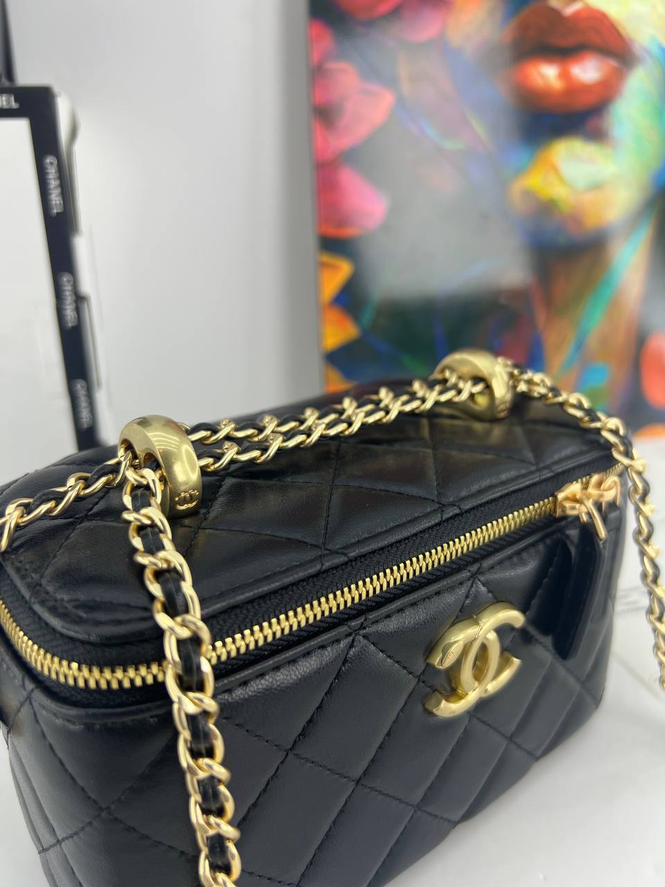 Chanel Quilted Vanity Case with Chain