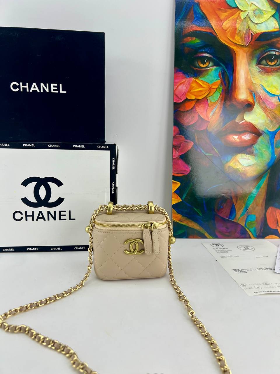 Chanel Quilted Vanity Case with Chain