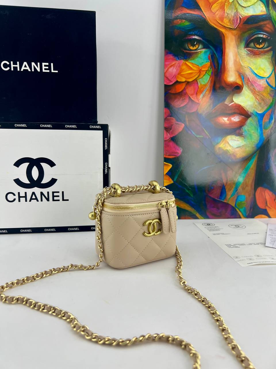 Chanel Quilted Vanity Case with Chain