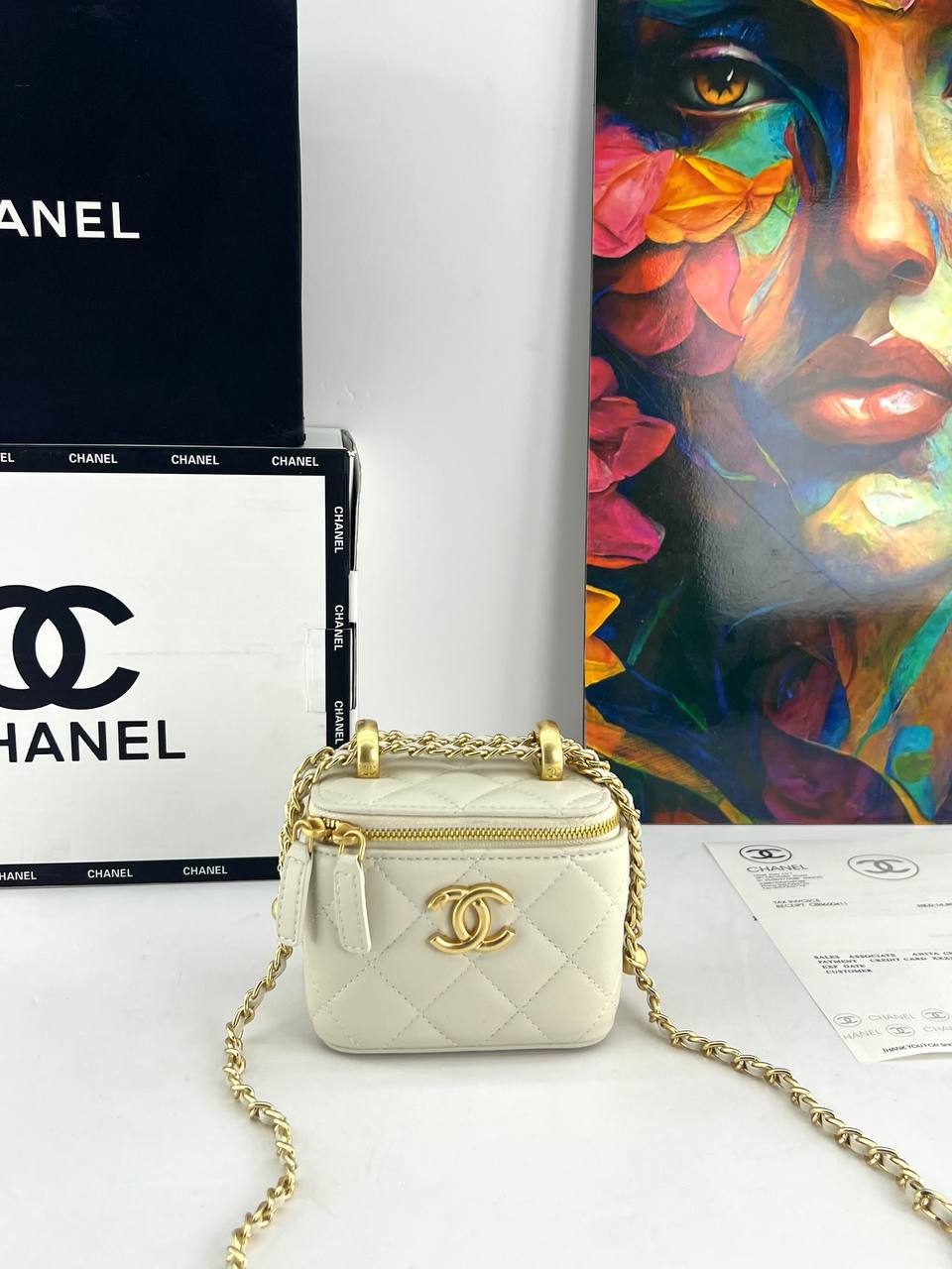 Chanel Quilted Vanity Case with Chain