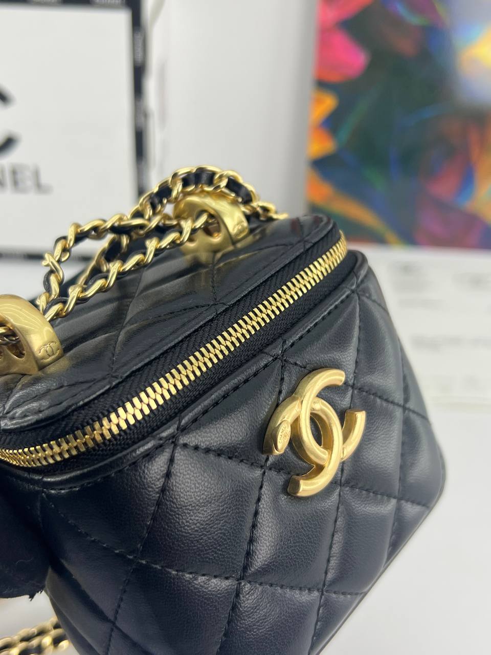 Chanel Quilted Vanity Case with Chain